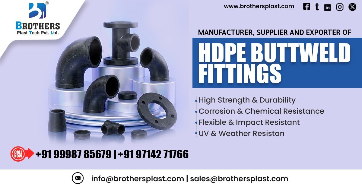HDPE Buttweld Fittings including elbows, tees, reducers, and flanges used in Saudi Arabia industrial piping systems